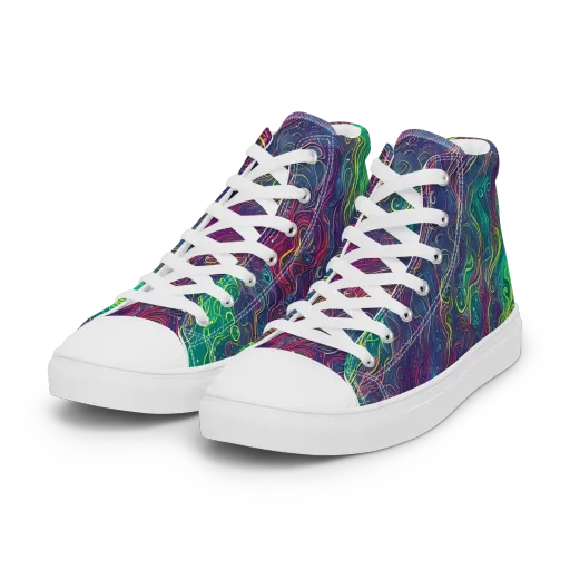 Neon Eddies on a Women's High Top Canvas Shoes