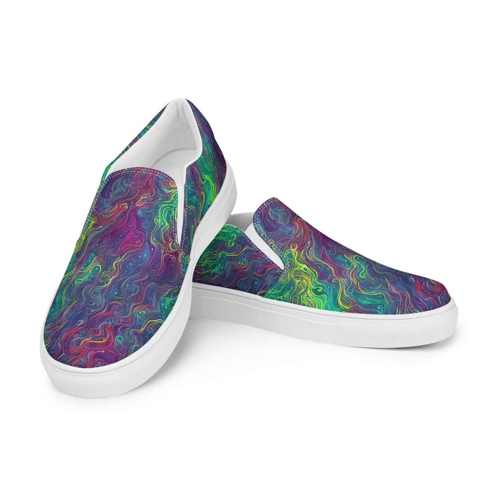 Neon Eddies on Men's Slip-On Canvas Shoes — Left Front