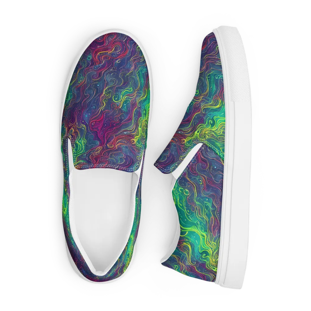 Neon Eddies on Men's Slip-On Canvas Shoes — Front
