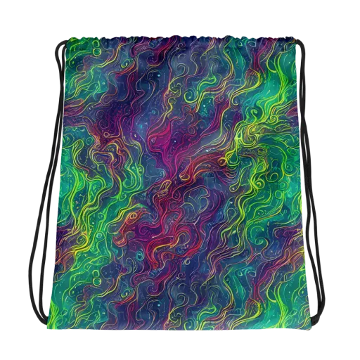 Neon Eddies on a Drawstring Bag