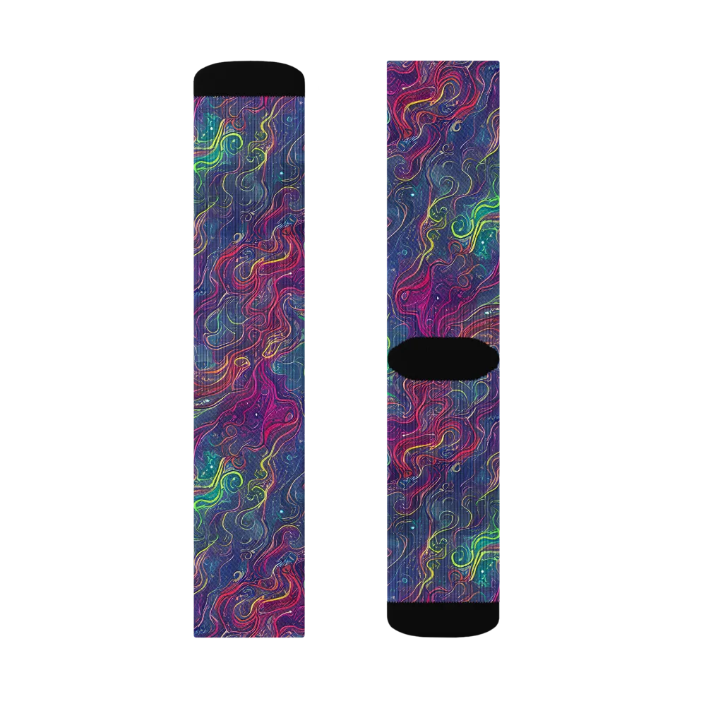 Neon Eddies on Socks — Left Sock