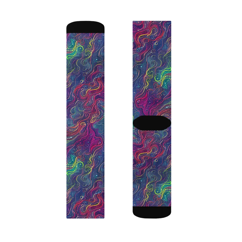 Neon Eddies on Socks — Right Sock