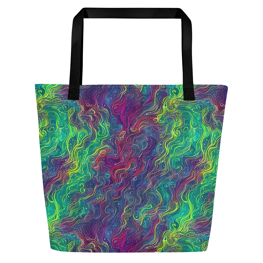 Neon Eddies on Large Tote Bag W/ Pocket — Front