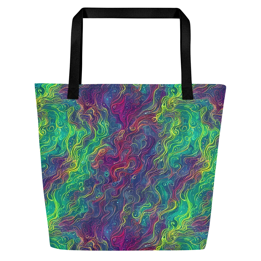 Neon Eddies on Large Tote Bag W/ Pocket — Front