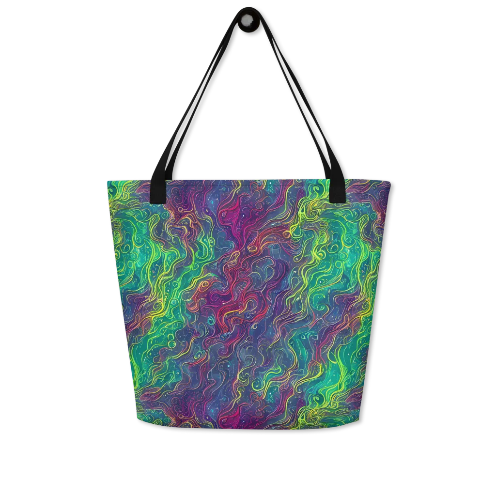Neon Eddies on Large Tote Bag W/ Pocket — Front