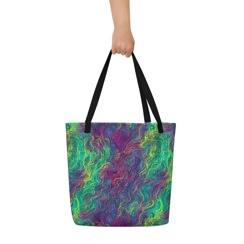 Neon Eddies on Large Tote Bag W/ Pocket — Front