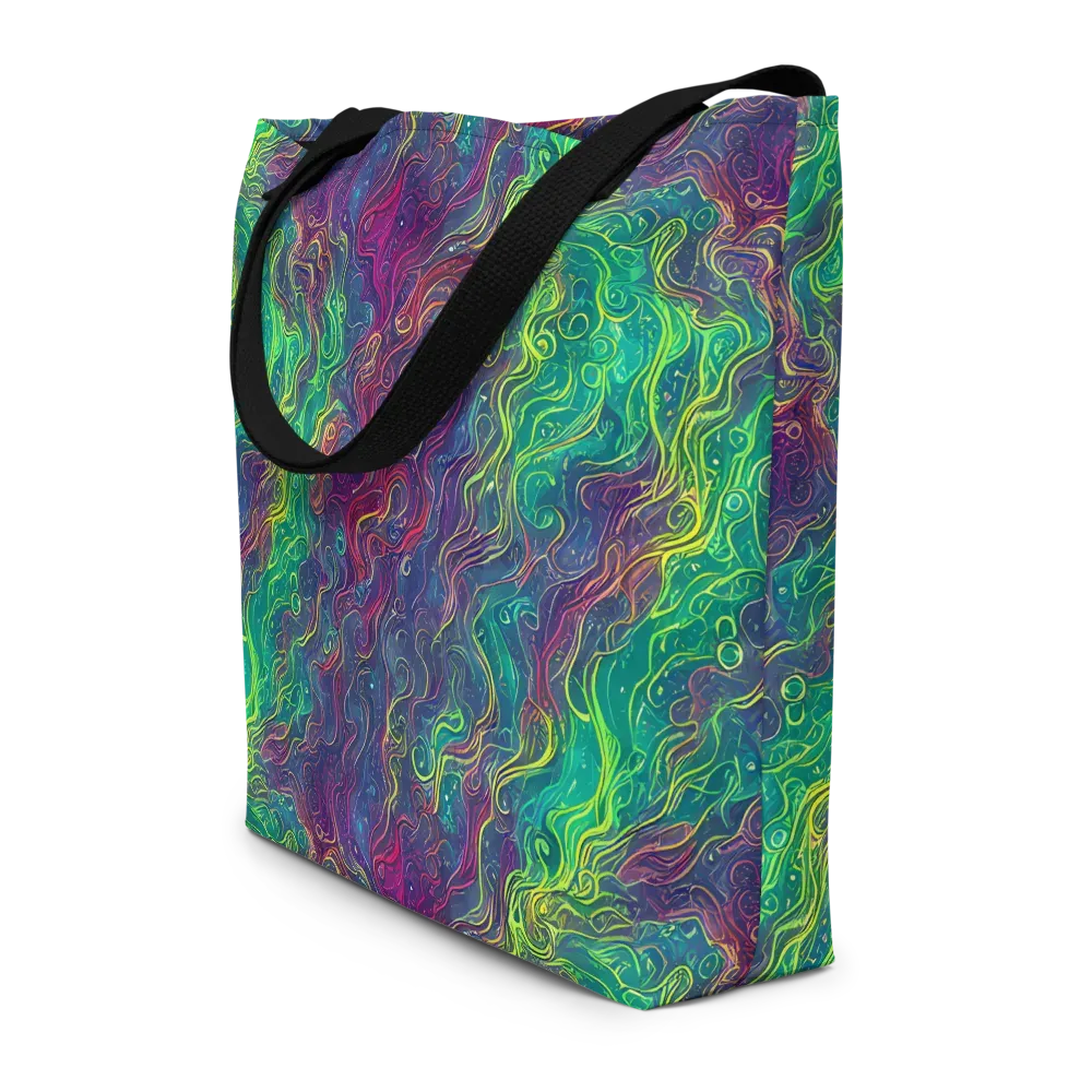 Neon Eddies on Large Tote Bag W/ Pocket — Front