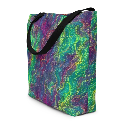 Neon Eddies on a Large Tote Bag W/ Pocket