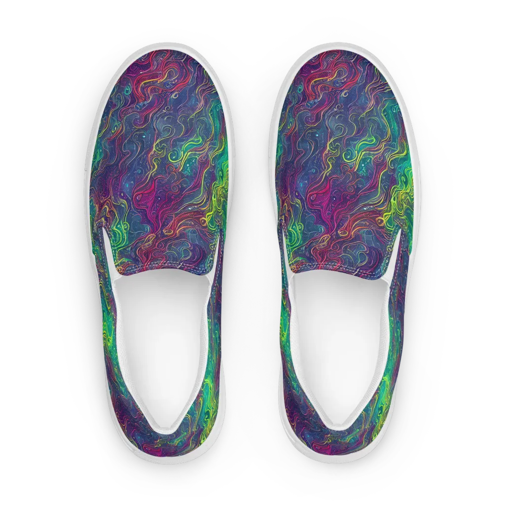 Neon Eddies on Women's Slip-On Canvas Shoes — Front