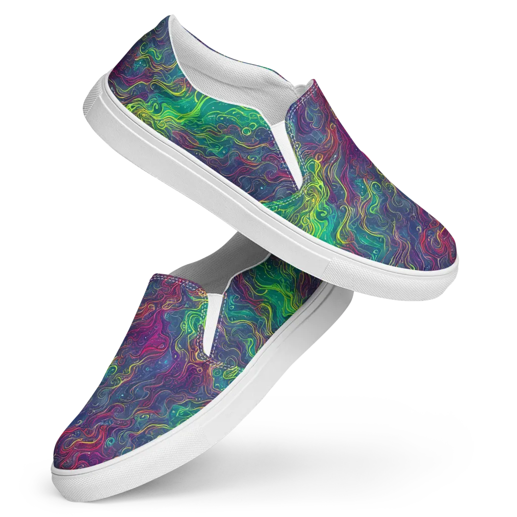 Neon Eddies on Women's Slip-On Canvas Shoes — Front
