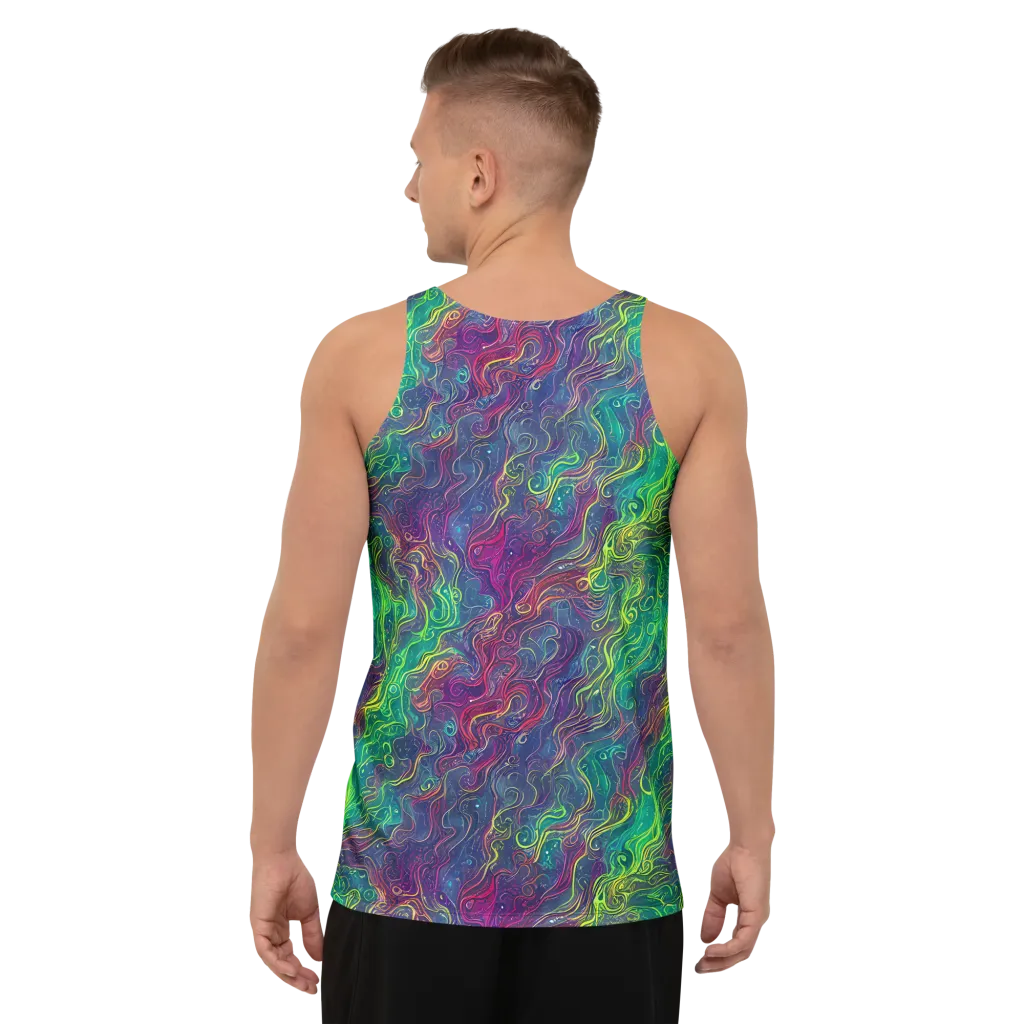 Neon Eddies on Men's Tank Top — Back