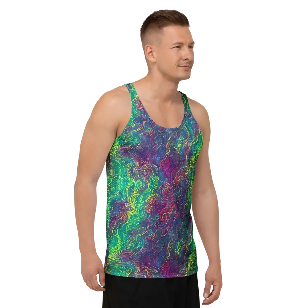 Neon Eddies on Men's Tank Top — Right Front