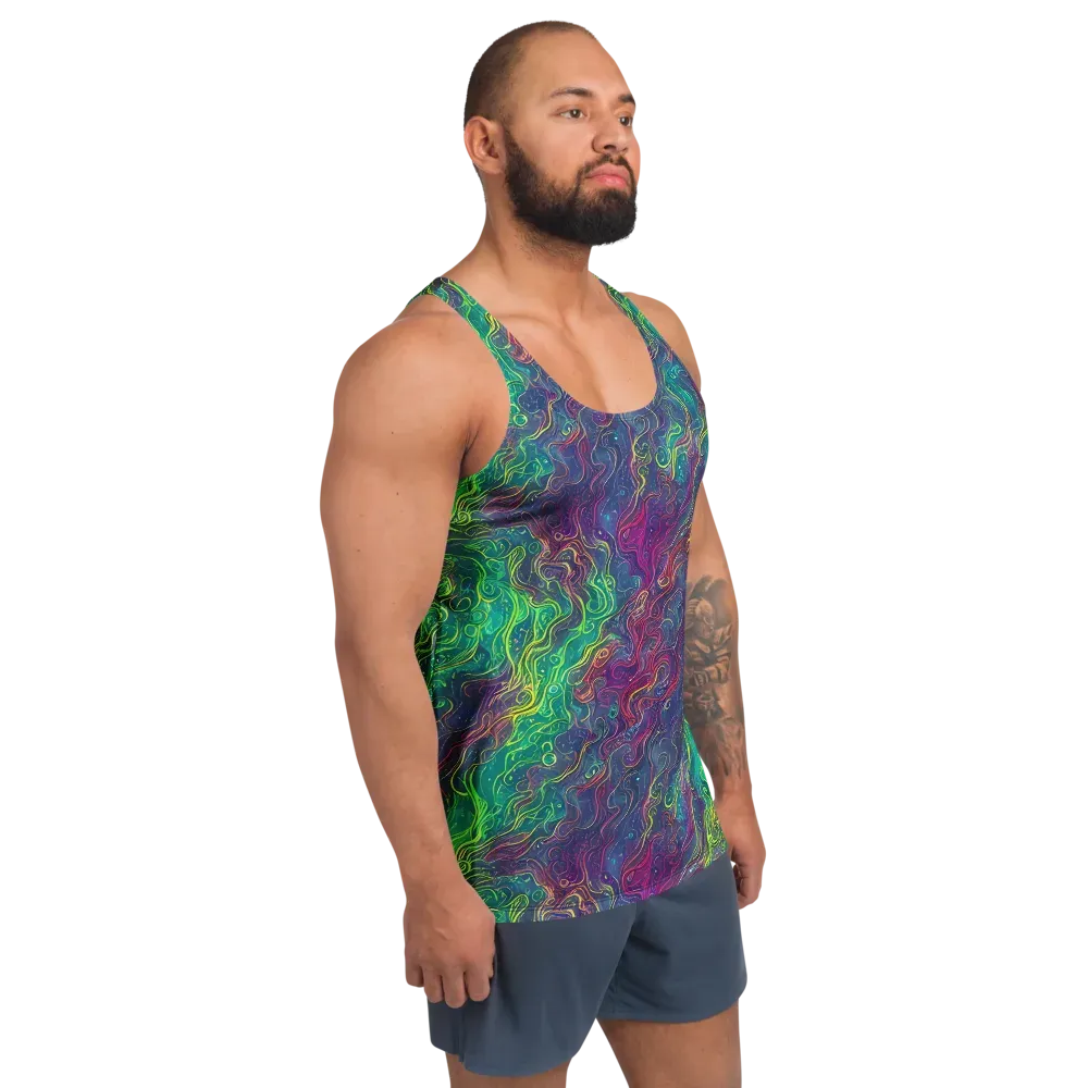 Neon Eddies on Men's Tank Top — Right Front