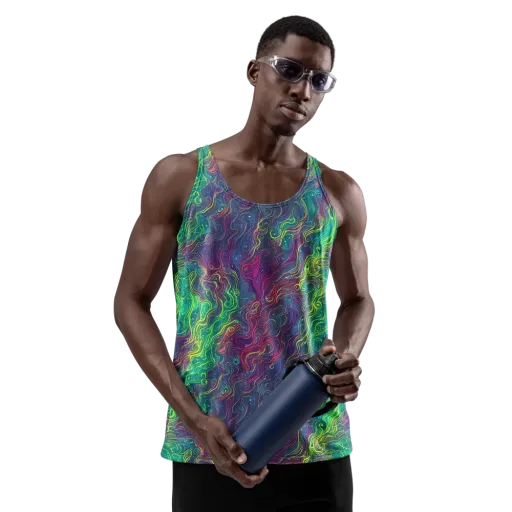 Neon Eddies on a Men's Tank Top
