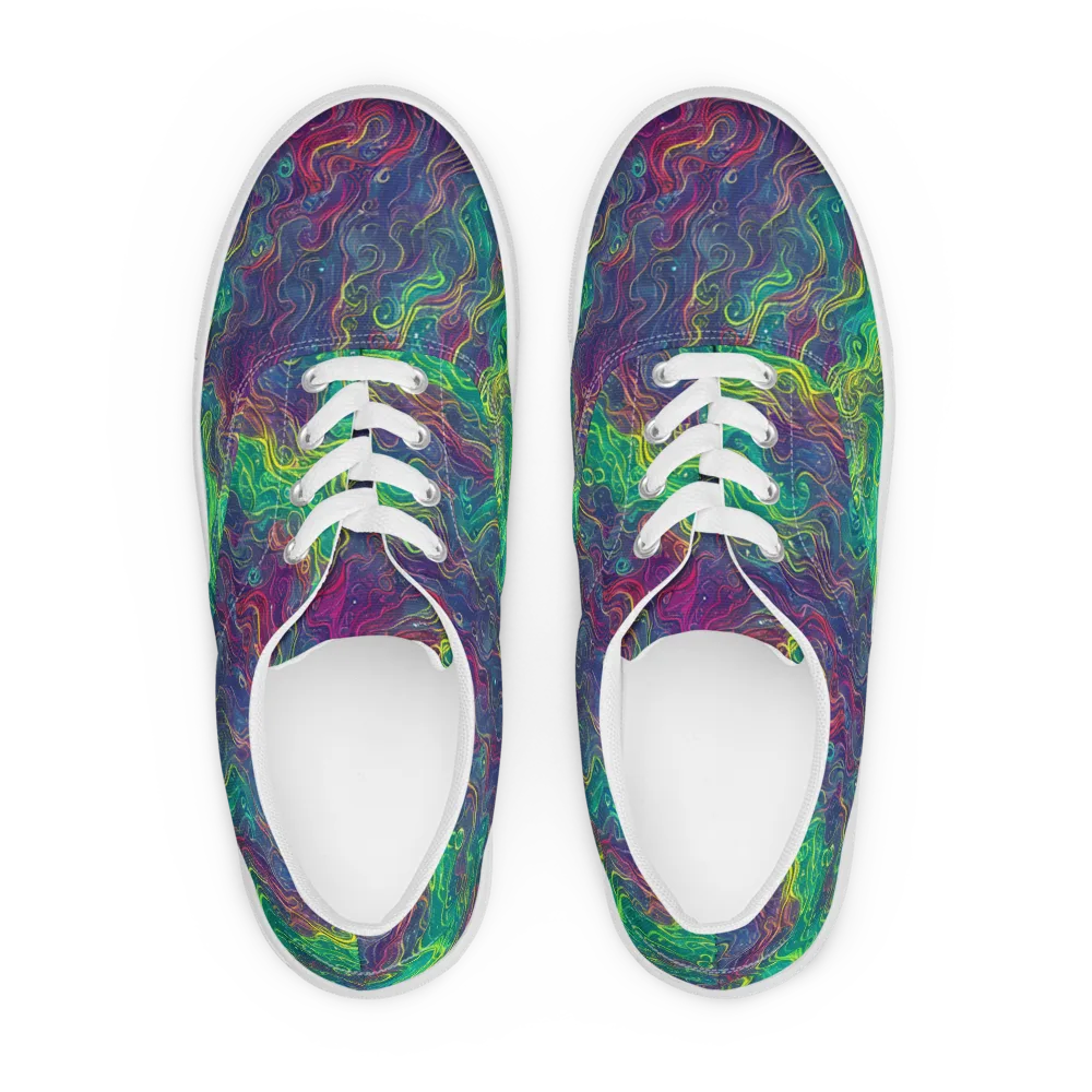 Neon Eddies on Men's Lace-Up Canvas Shoes — Front