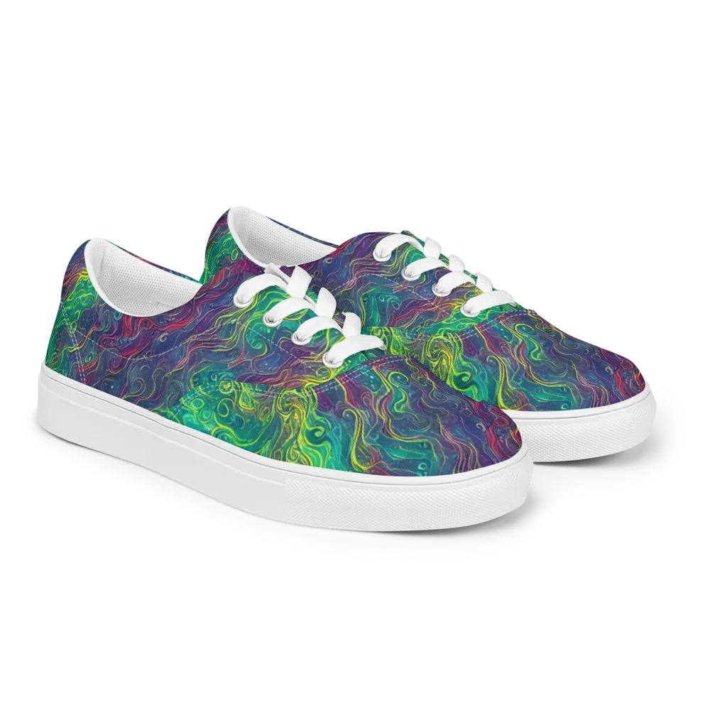 Neon Eddies on Men's Lace-Up Canvas Shoes — Right Front