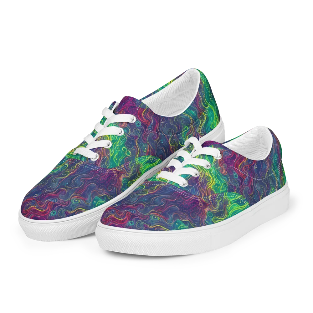 Neon Eddies on Men's Lace-Up Canvas Shoes — Left Front