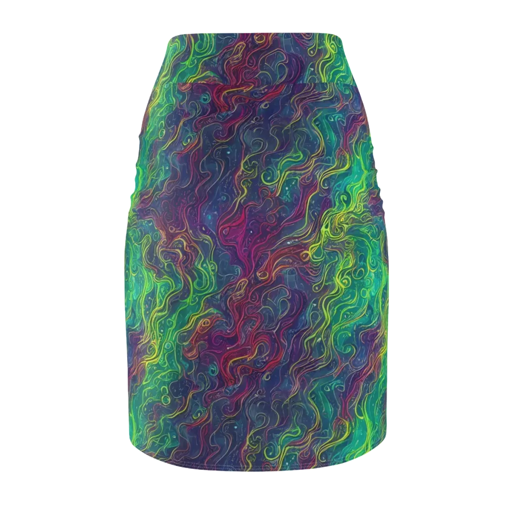 Neon Eddies on Pencil Skirt — Back