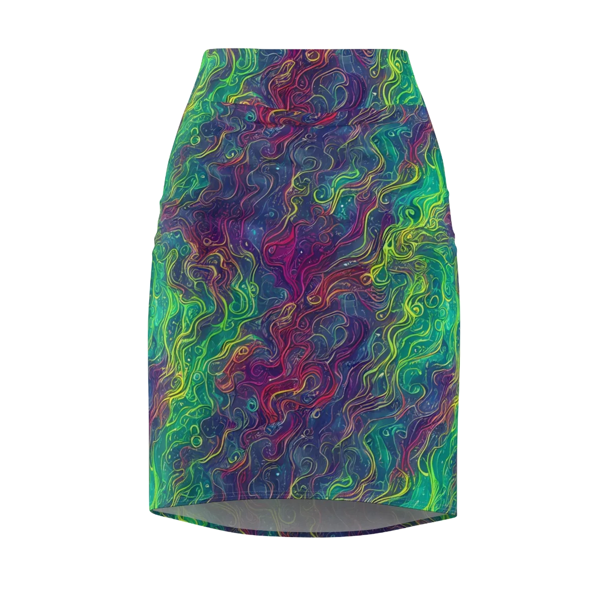 Neon Eddies on Pencil Skirt — Front