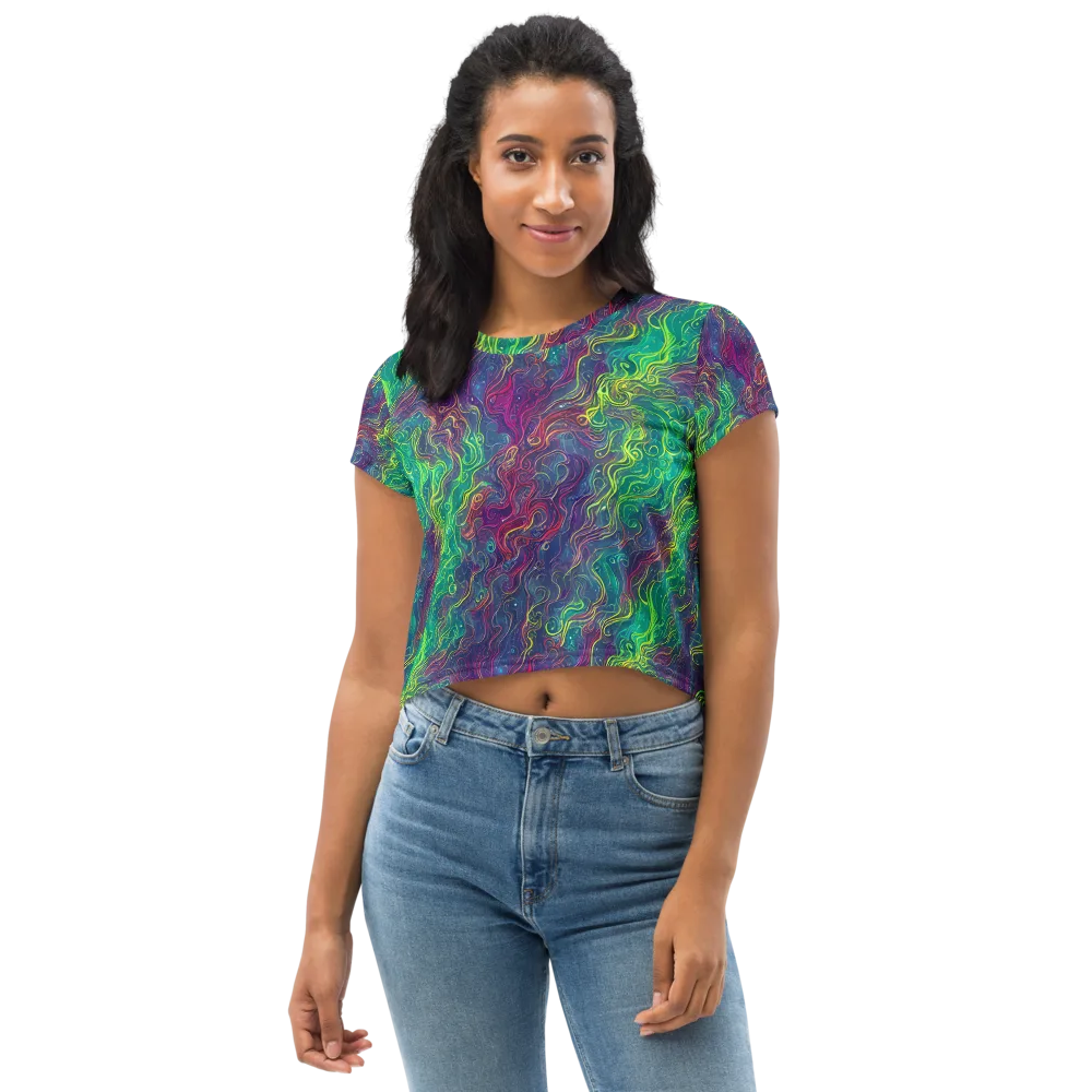 Neon Eddies on Crop Tee — Front
