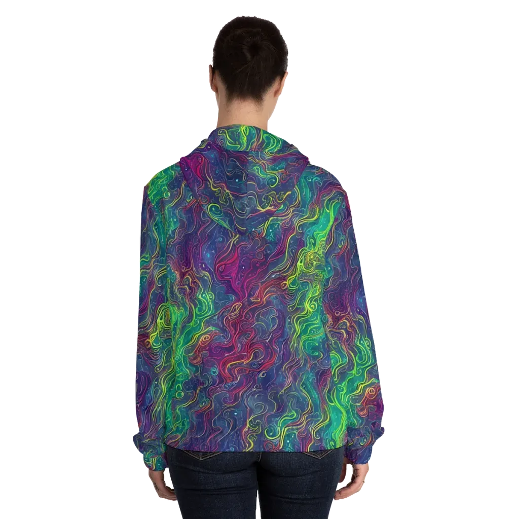 Neon Eddies on Women's Full-Zip Hoodie — Back On Person