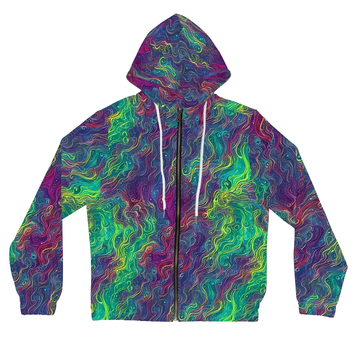 Neon Eddies on Women's Full-Zip Hoodie — Front