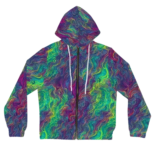 Neon Eddies on a Women's Full-Zip Hoodie