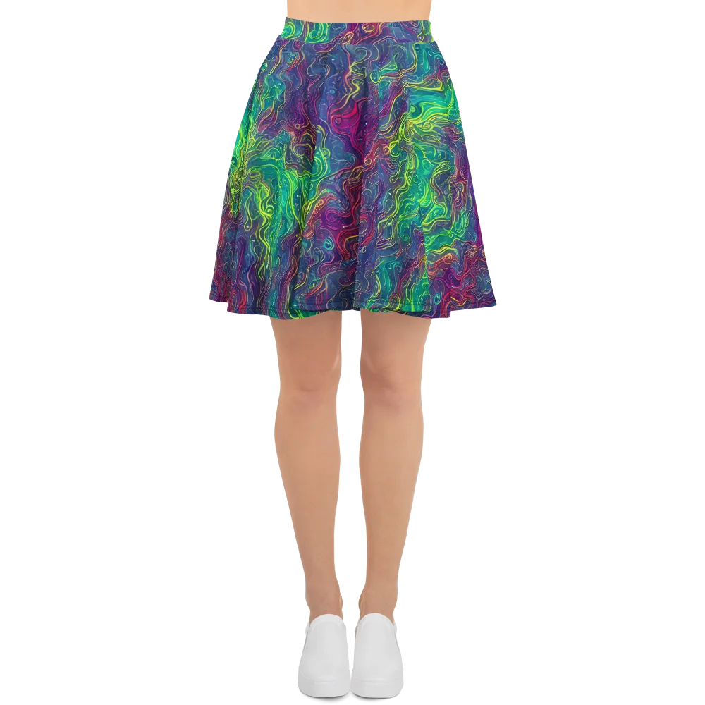 Neon Eddies on Skater Skirt — Front