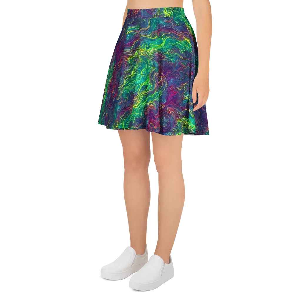 Neon Eddies on Skater Skirt — Left