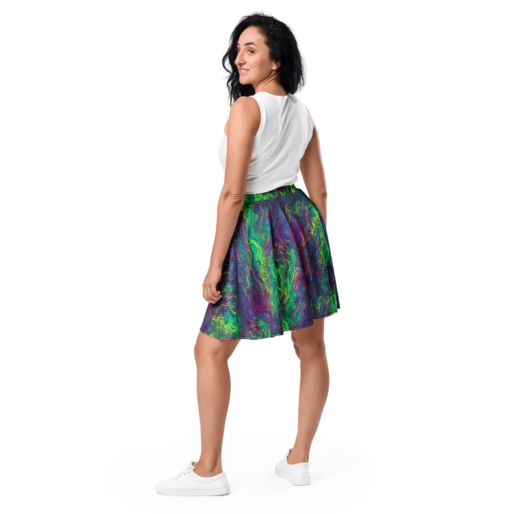 Neon Eddies on Skater Skirt — Back