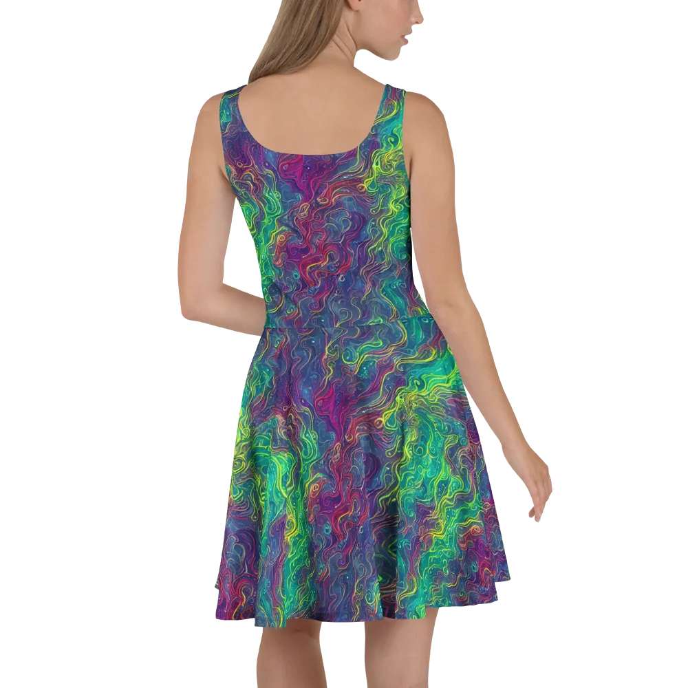 Neon Eddies on Skater Dress — Back