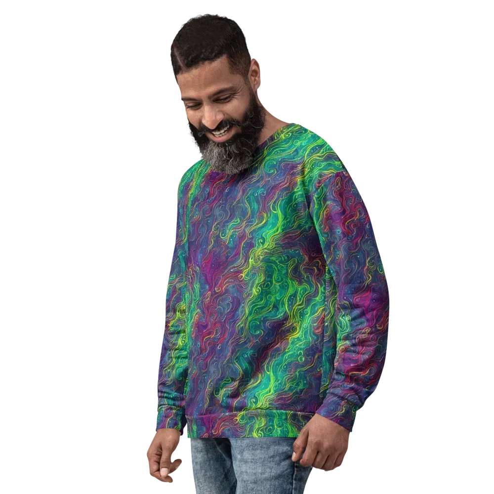 Neon Eddies on Sweatshirt — Left Front
