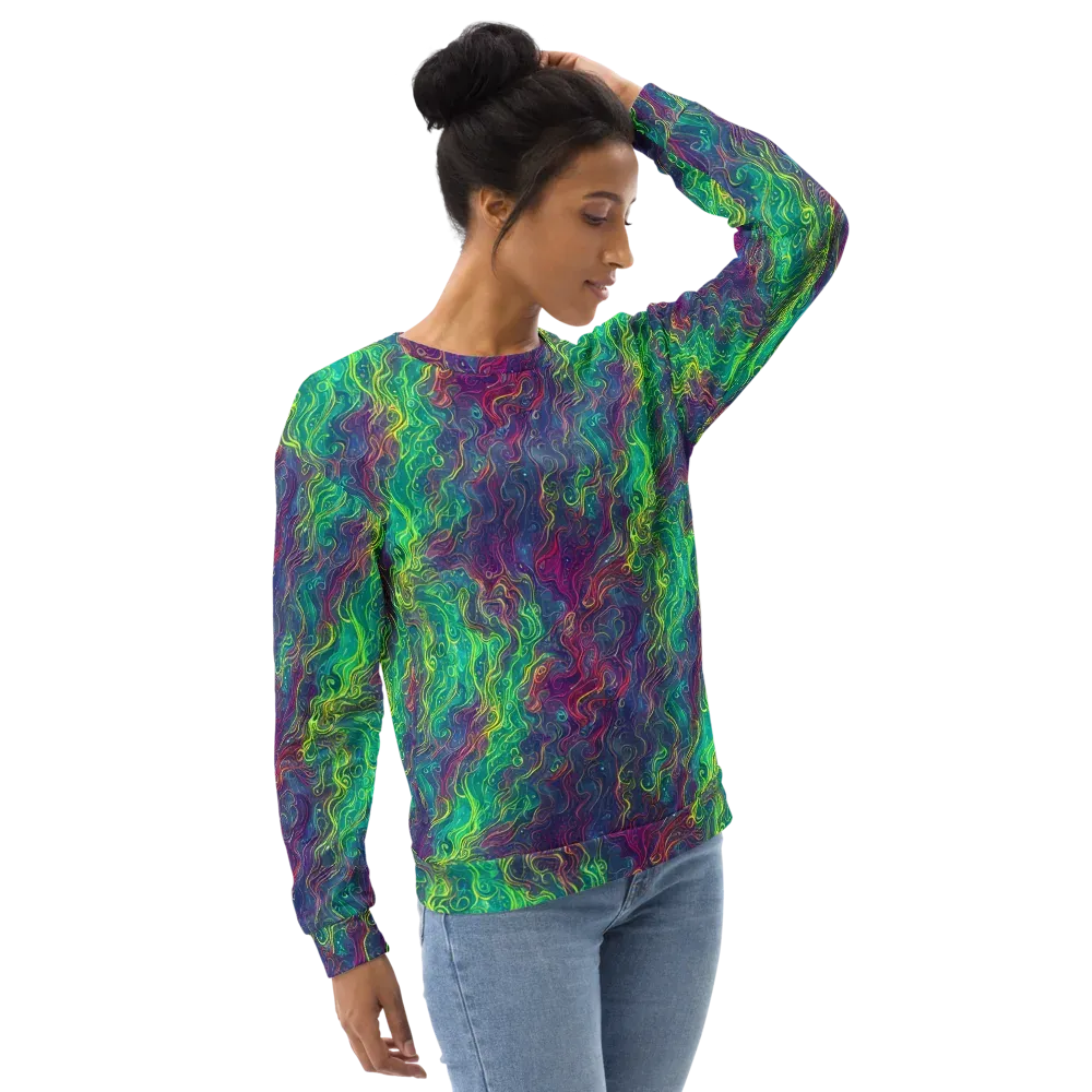 Neon Eddies on Sweatshirt — Right Front