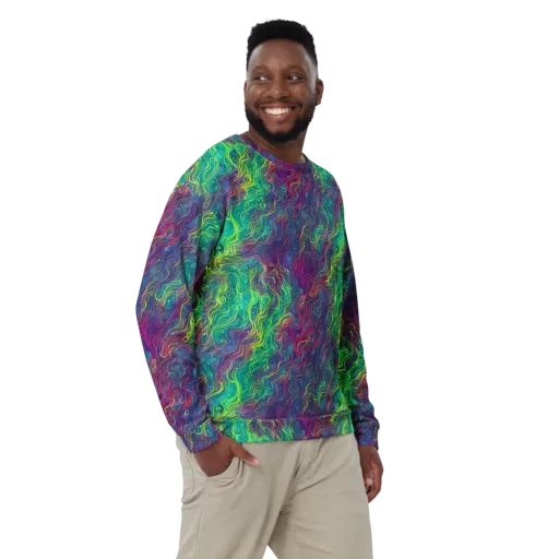 Neon Eddies on a Sweatshirt