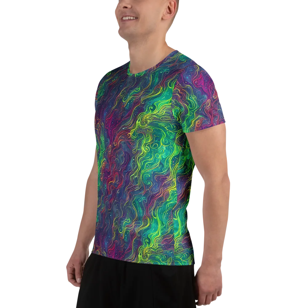 Neon Eddies on Men's Athletic T-Shirt — Left