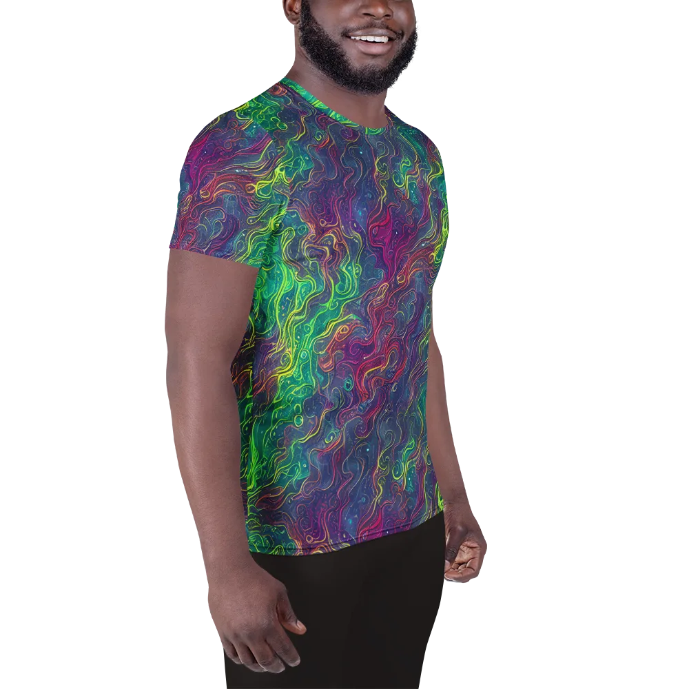 Neon Eddies on Men's Athletic T-Shirt — Right
