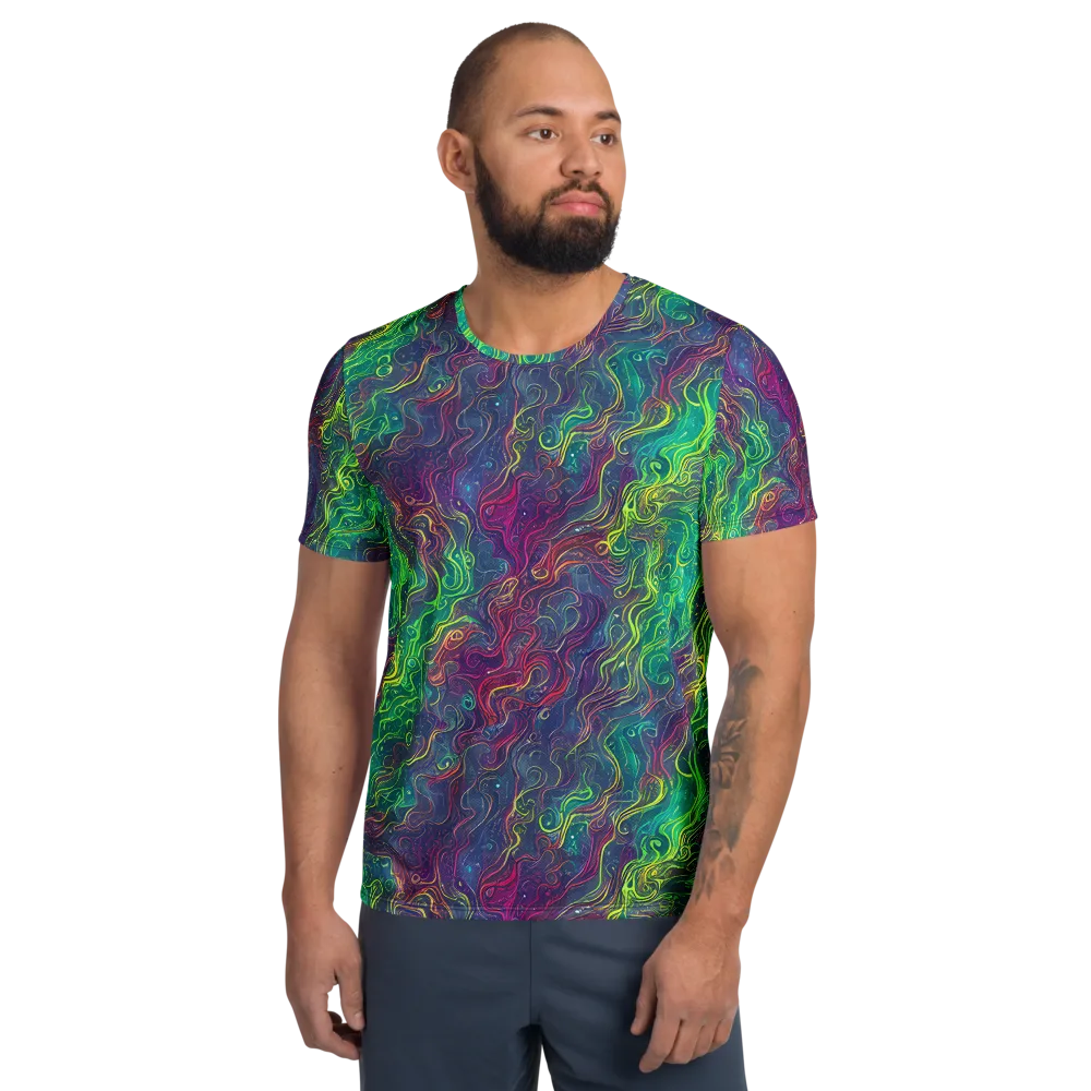 Neon Eddies on Men's Athletic T-Shirt — Front