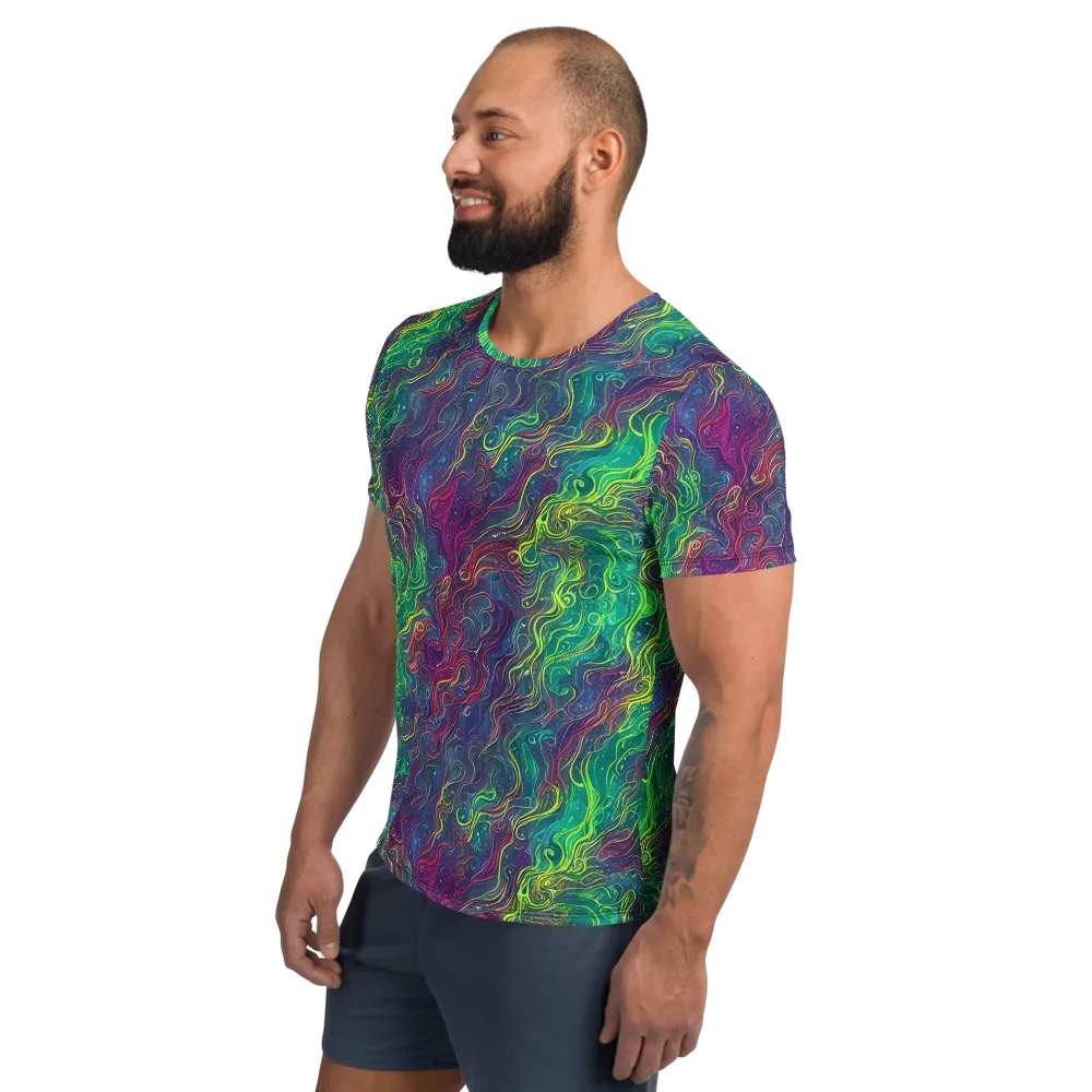 Neon Eddies on Men's Athletic T-Shirt — Left