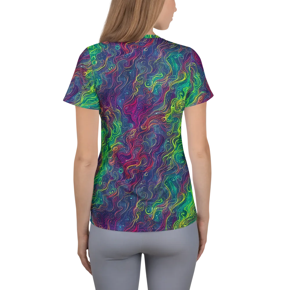 Neon Eddies on Women's Athletic T-Shirt — Back