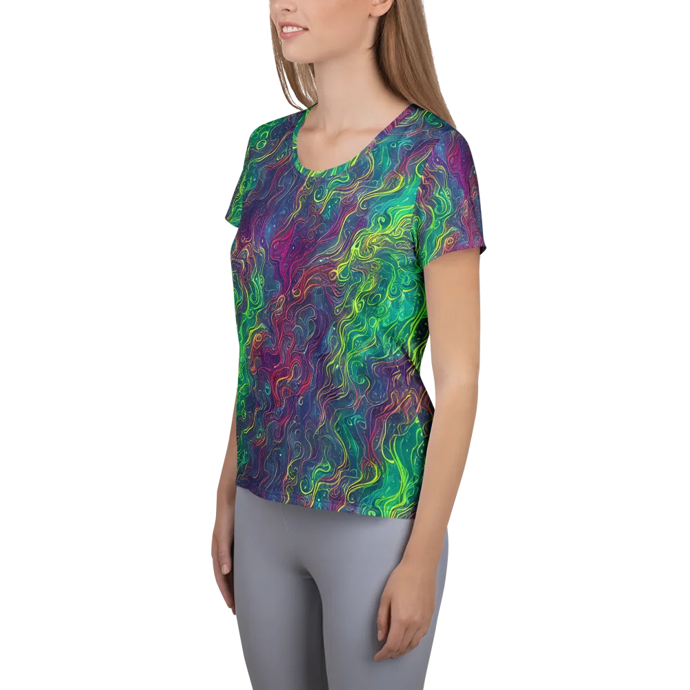 Neon Eddies on Women's Athletic T-Shirt — Left