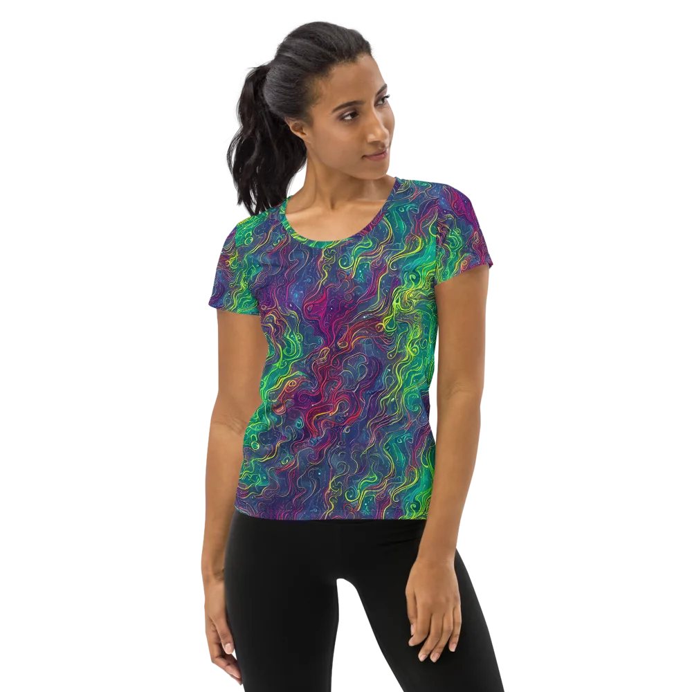 Neon Eddies on Women's Athletic T-Shirt — Front