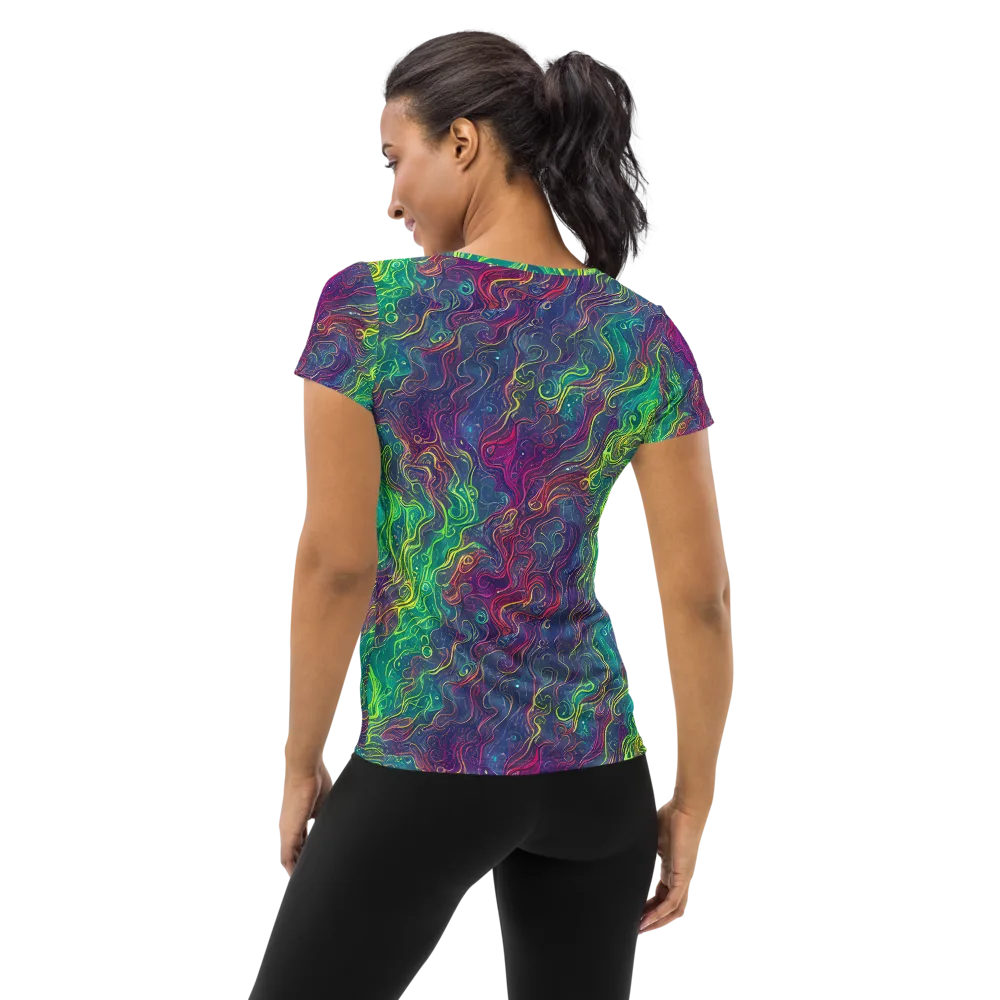 Neon Eddies on Women's Athletic T-Shirt — Back