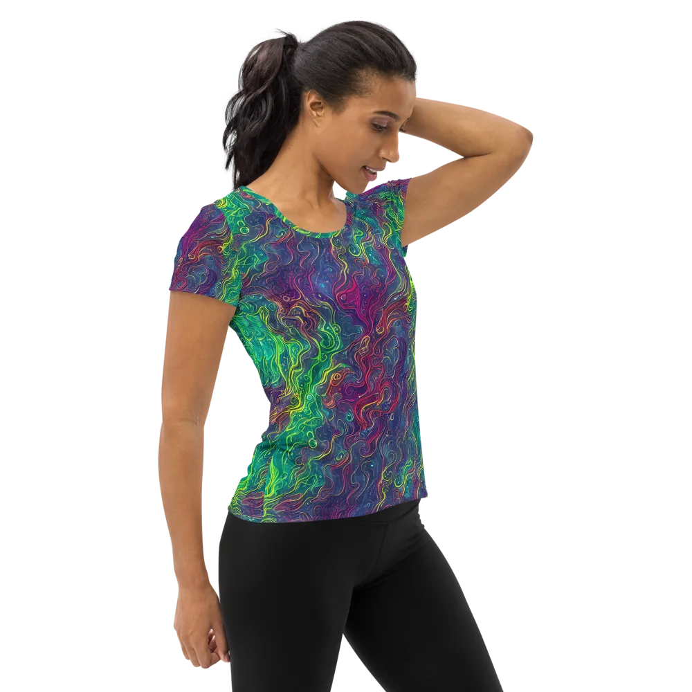 Neon Eddies on Women's Athletic T-Shirt — Right