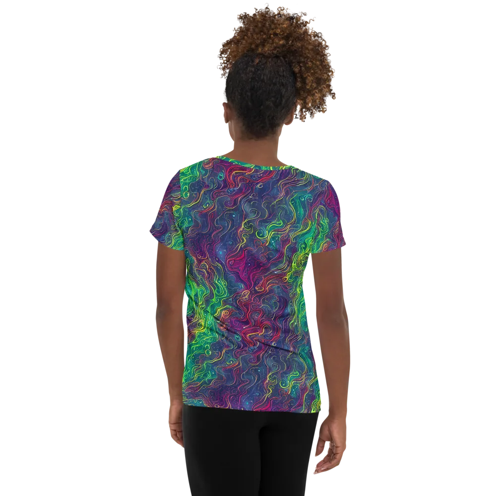 Neon Eddies on Women's Athletic T-Shirt — Back