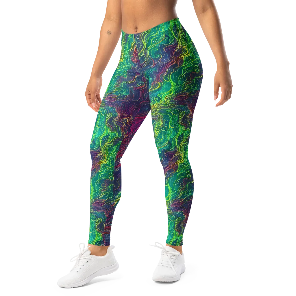 Neon Eddies on Leggings — Left Front