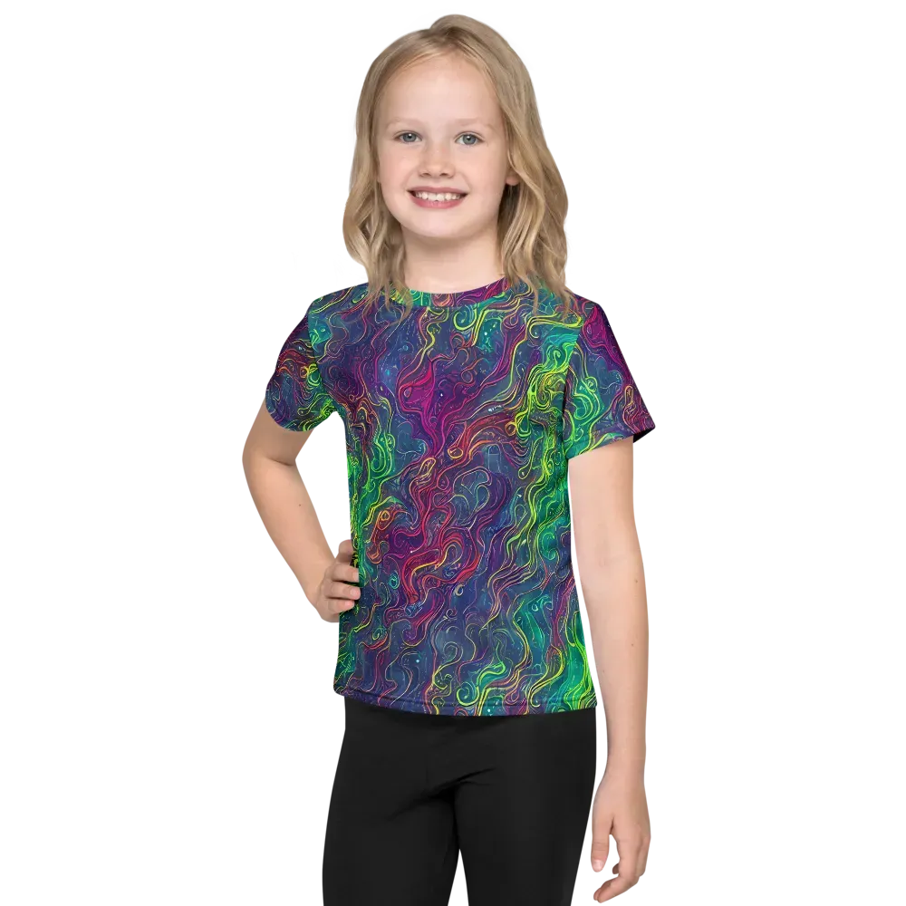 Neon Eddies on Kids Crew Neck T-Shirt — Front