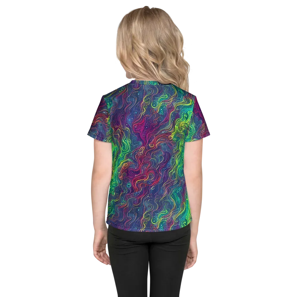 Neon Eddies on Kids Crew Neck T-Shirt — Back