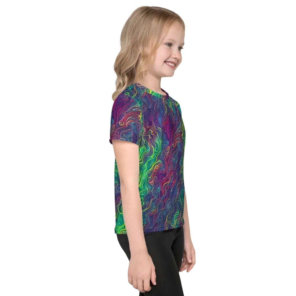 Neon Eddies on Kids Crew Neck T-Shirt — Right