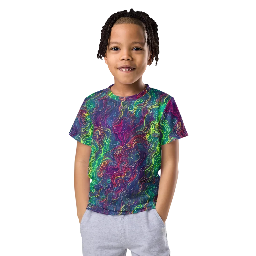Neon Eddies on Kids Crew Neck T-Shirt — Front
