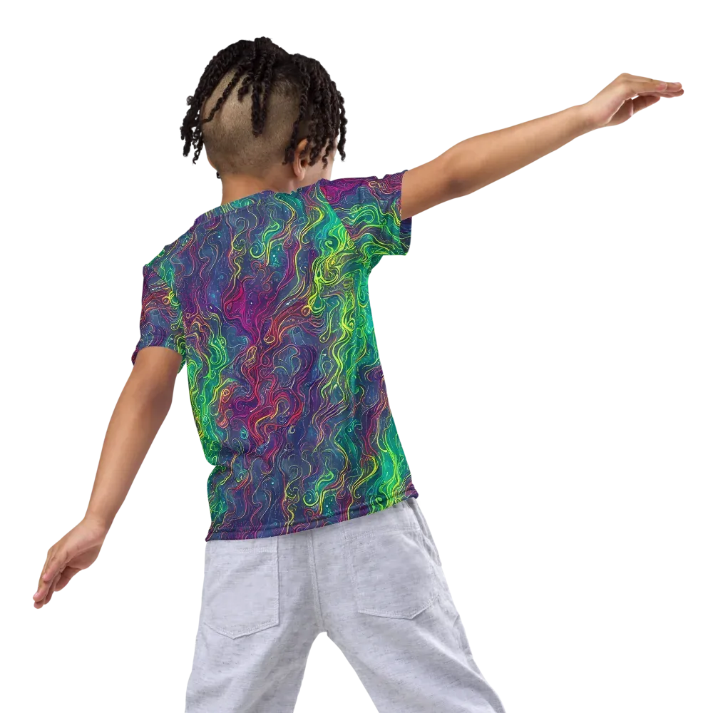 Neon Eddies on Kids Crew Neck T-Shirt — Back